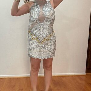 White sparkly dress